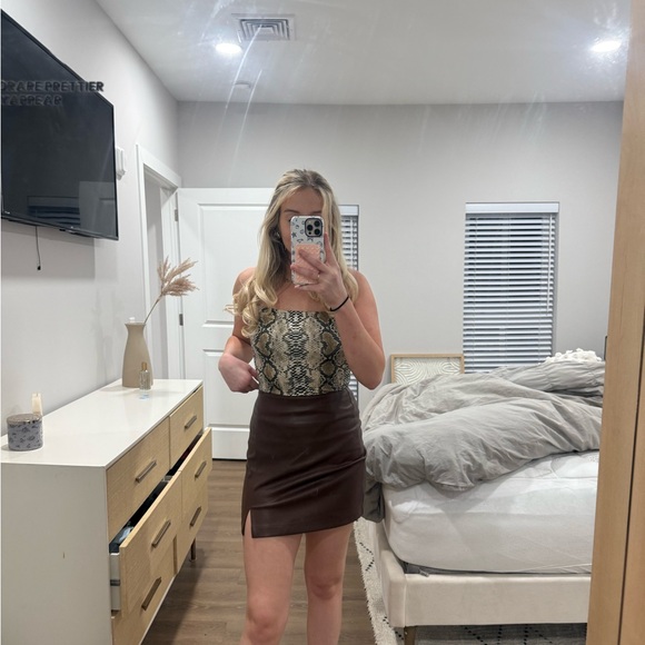 Hollister Brown Leather Skirt S - Picture 13 of 13